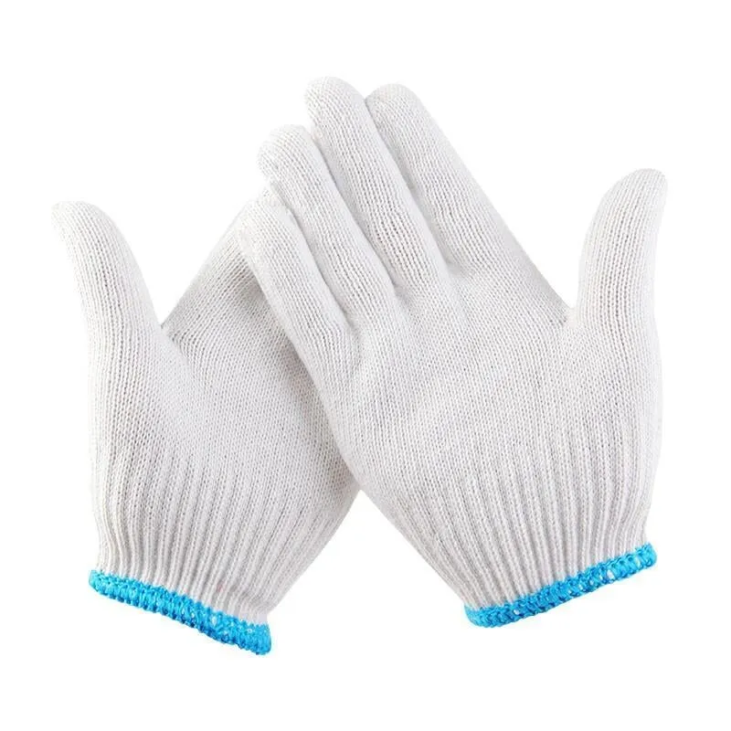 100 Pairs Labor Protection Gloves, Dense Yarn Gloves, Cotton Gloves, White Gloves, Protective Gloves, Thickened, Anti Slip And Wear Resistant, Working Gloves For Construction Site