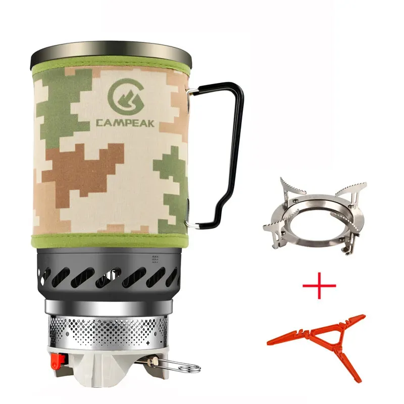 1.4L Portable Cooking System With Heat Exchanger Pot Camping Stove with Tripod, Pot Support