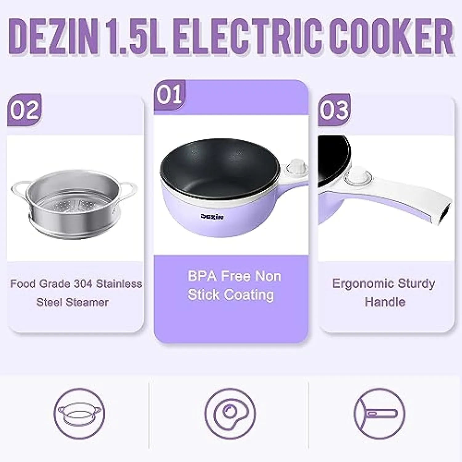 1.5L Mini Portable Hot Pot for Food Warmer With Heat Adjustment