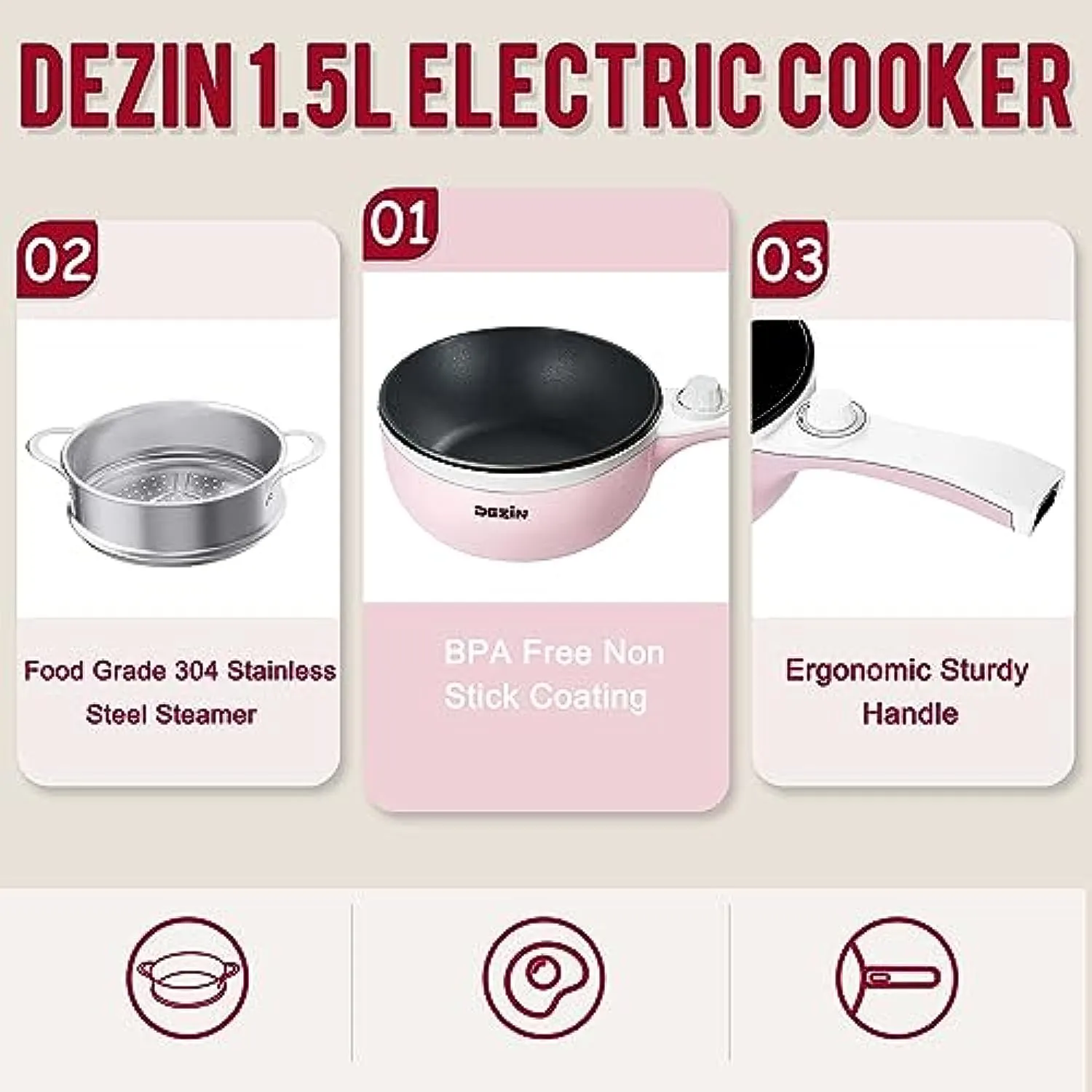 1.5L Mini Portable Hot Pot for Food Warmer With Heat Adjustment