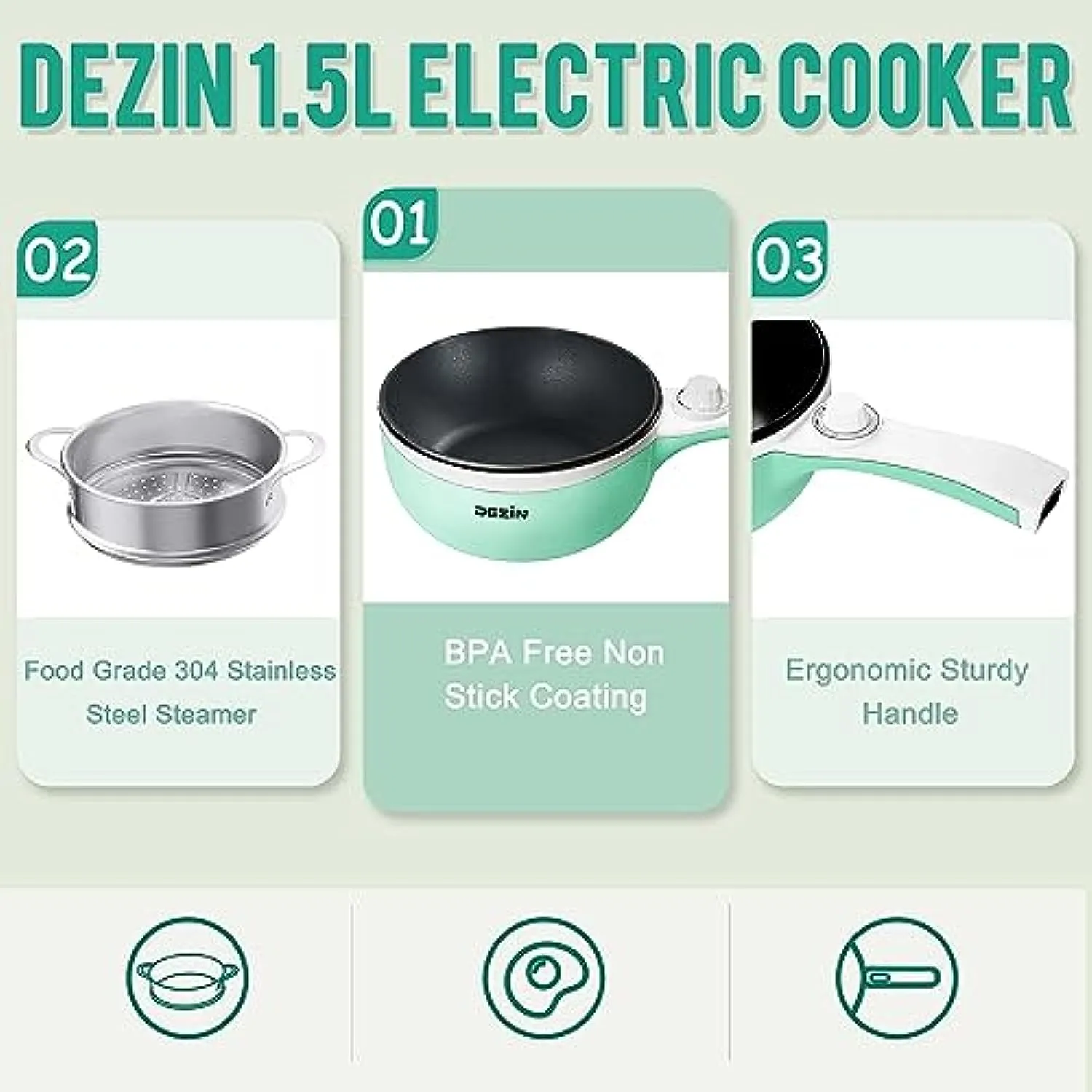 1.5L Mini Portable Hot Pot for Food Warmer With Heat Adjustment