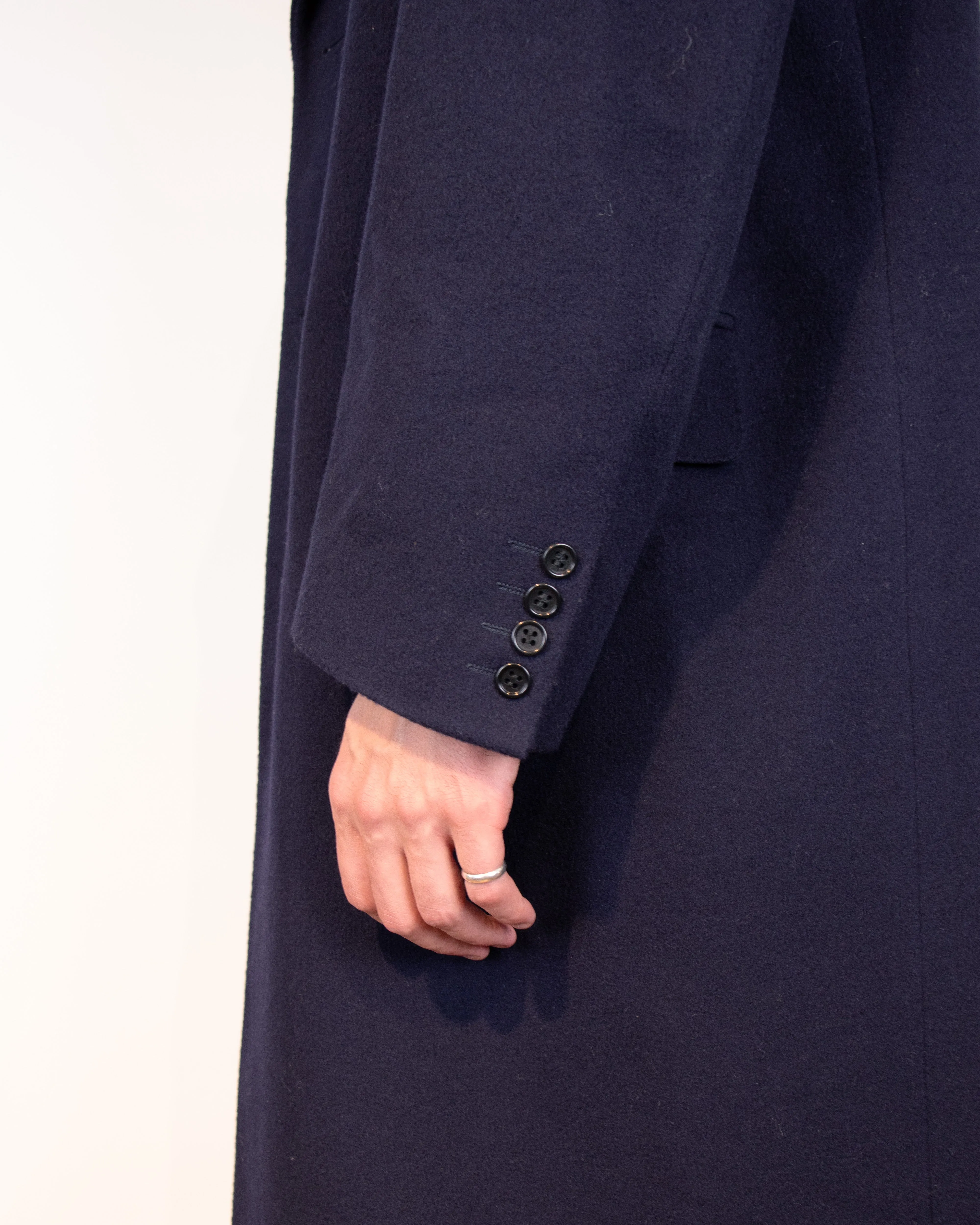 1990s Lanvin Navy Wool and Cashmere Coat L/XL