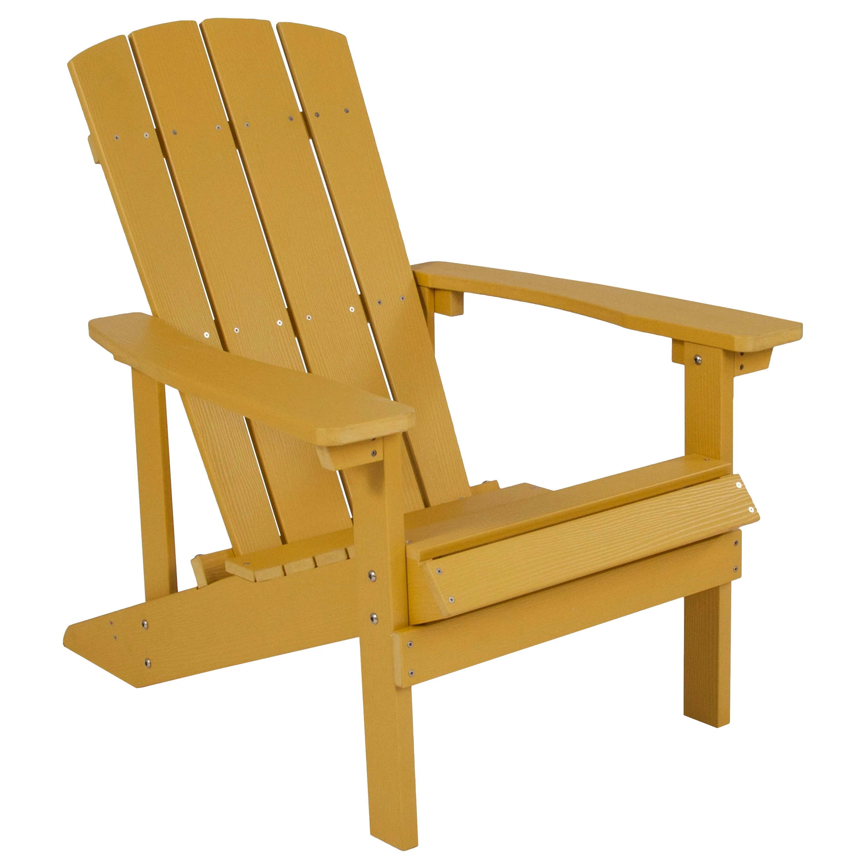 2 Pack Charlestown All-Weather Poly Resin Wood Adirondack Chairs with Side Table