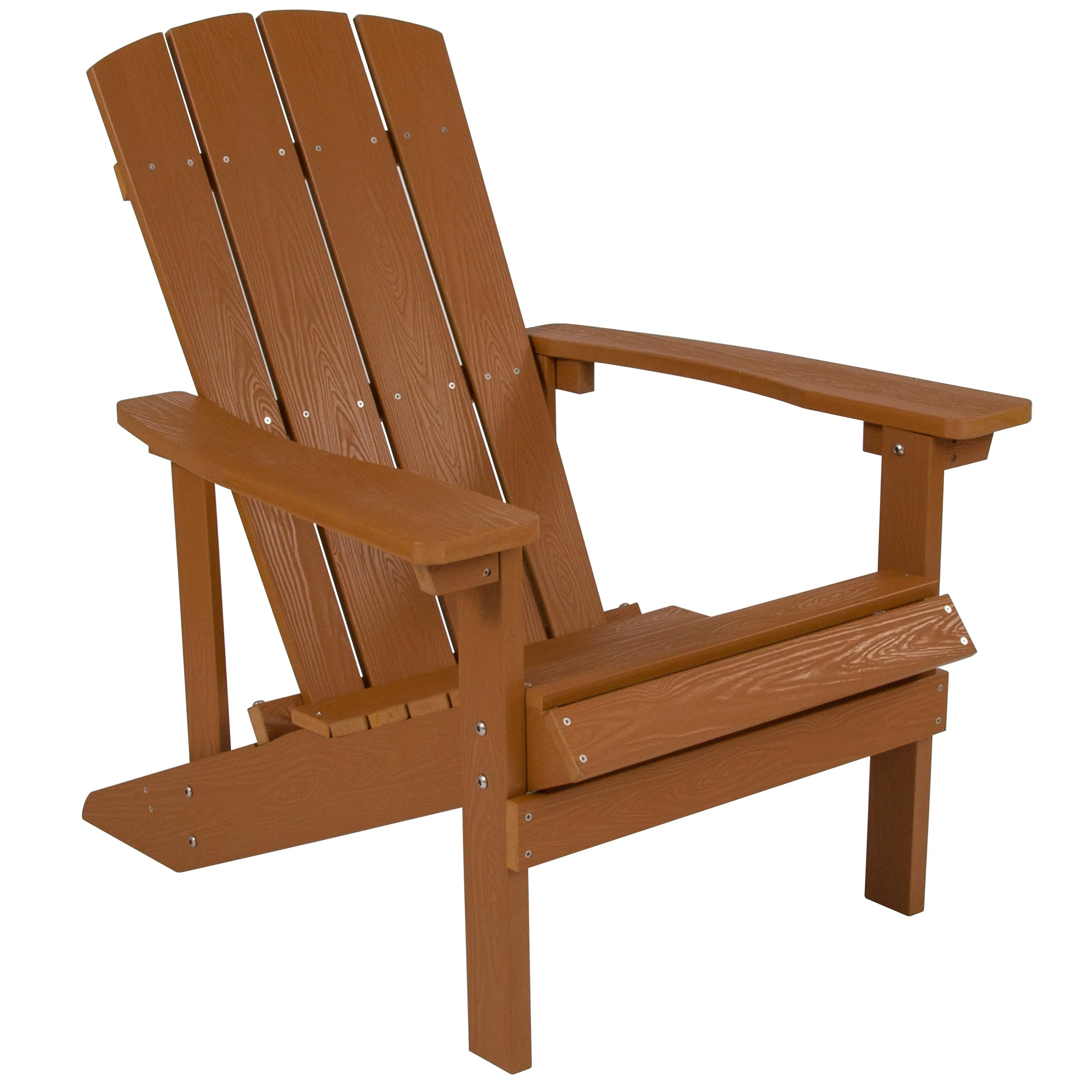 2 Pack Charlestown All-Weather Poly Resin Wood Adirondack Chairs with Side Table