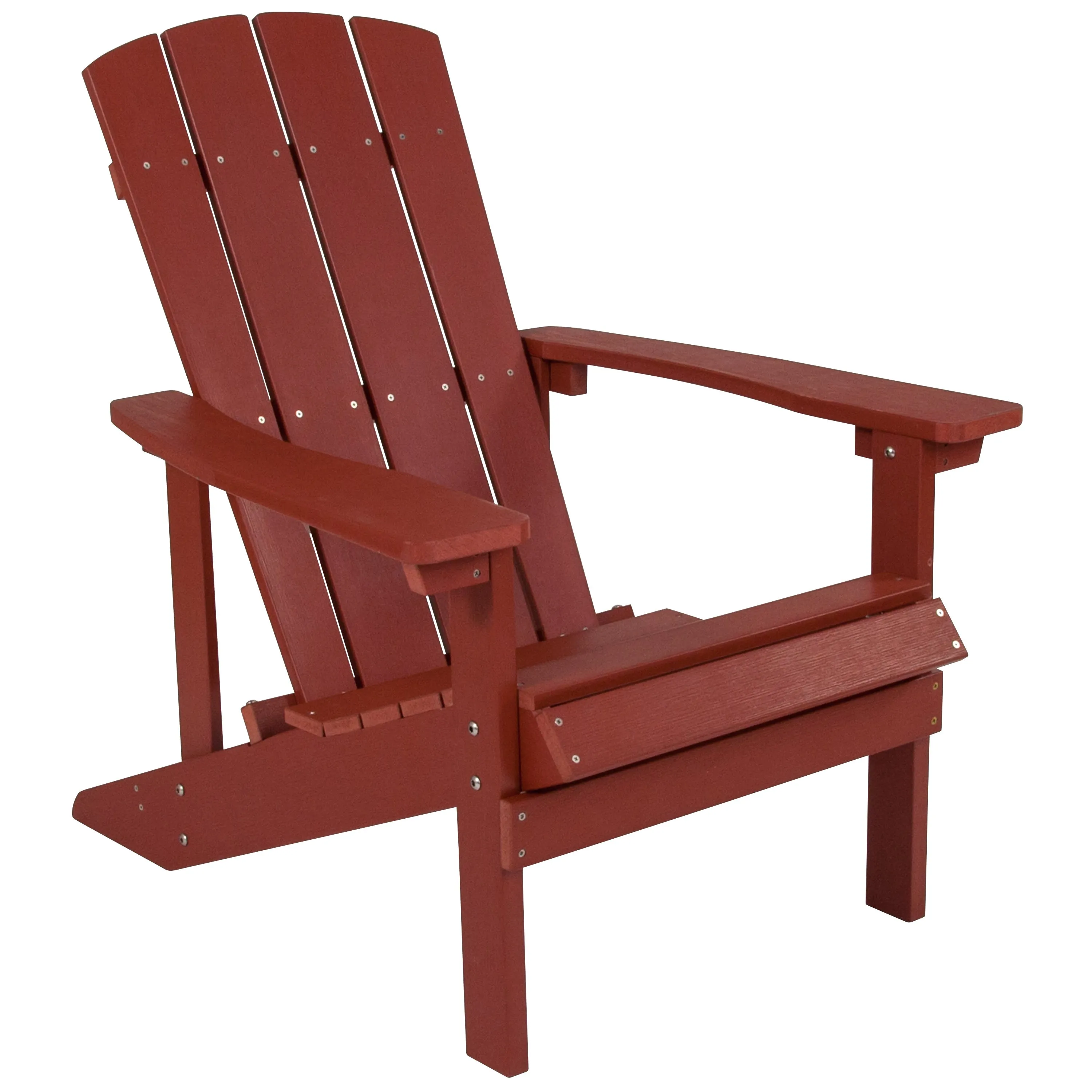 2 Pack Charlestown All-Weather Poly Resin Wood Adirondack Chairs with Side Table