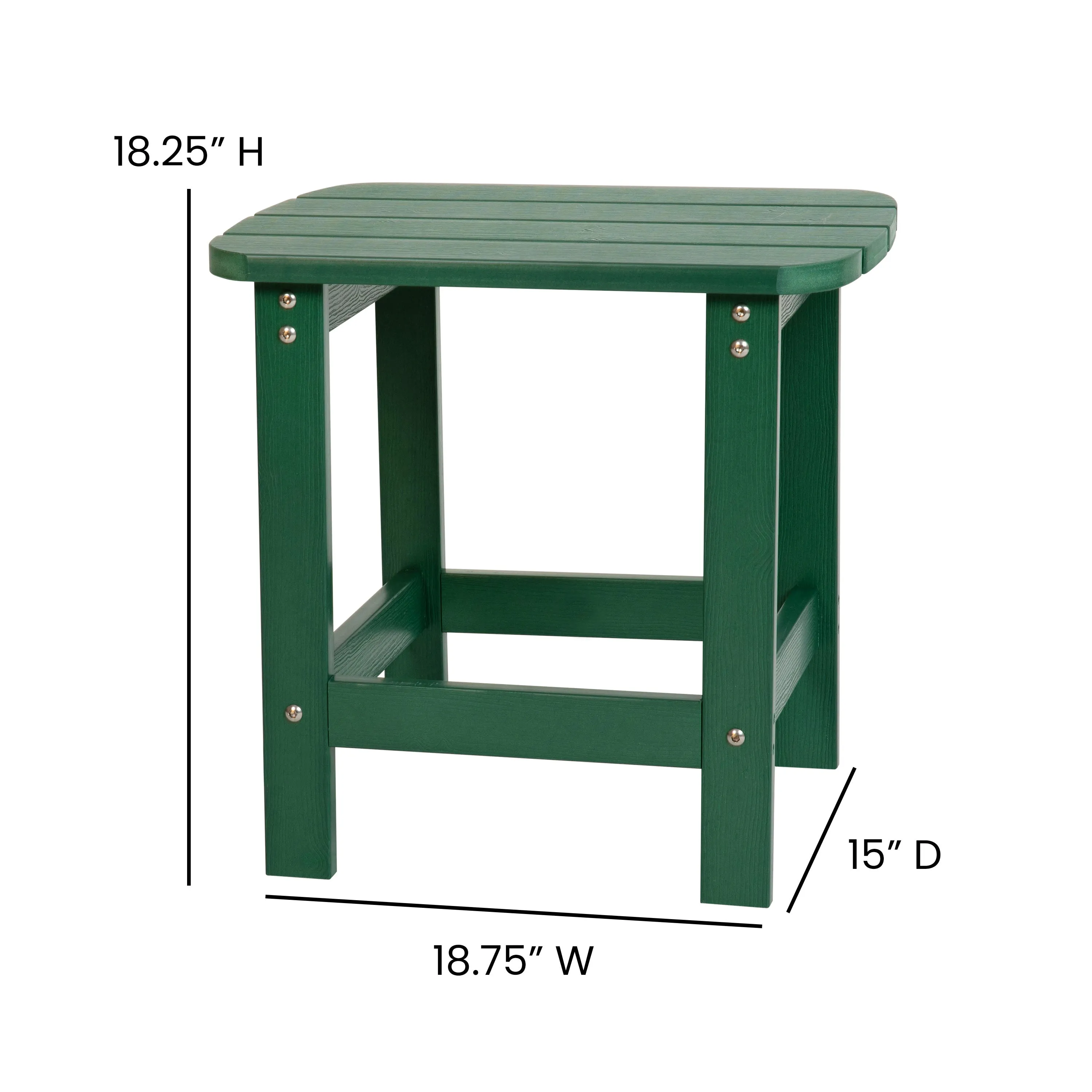 2 Pack Charlestown All-Weather Poly Resin Wood Adirondack Chairs with Side Table