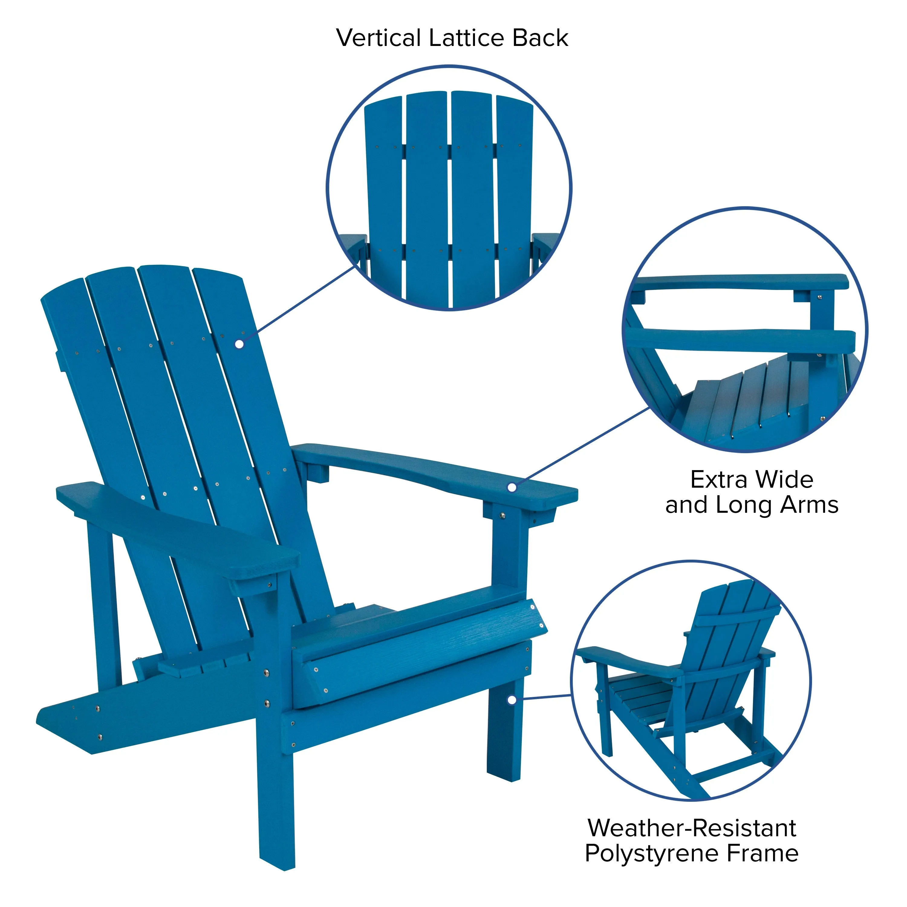 2 Pack Charlestown All-Weather Poly Resin Wood Adirondack Chairs with Side Table