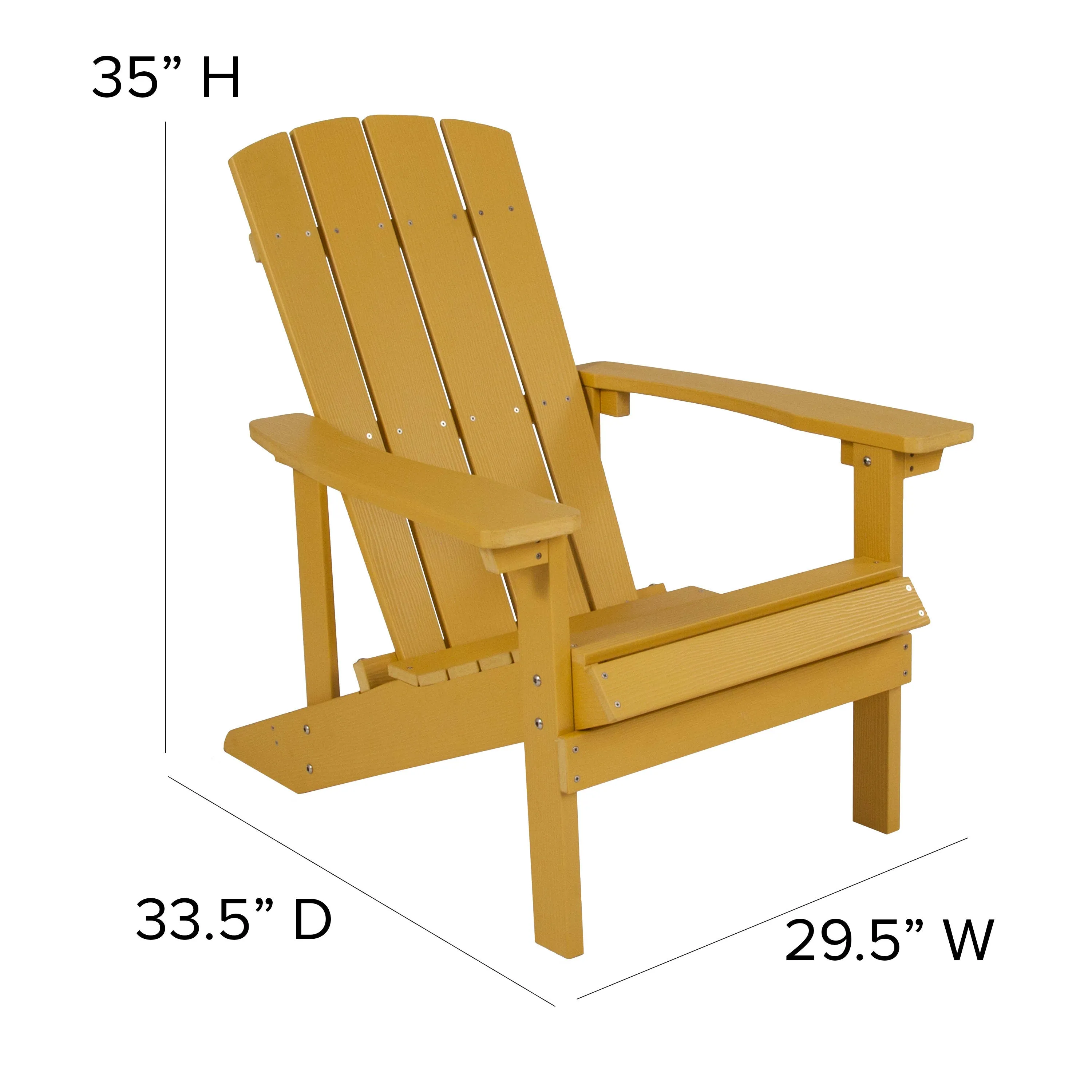 2 Pack Charlestown All-Weather Poly Resin Wood Adirondack Chairs with Side Table