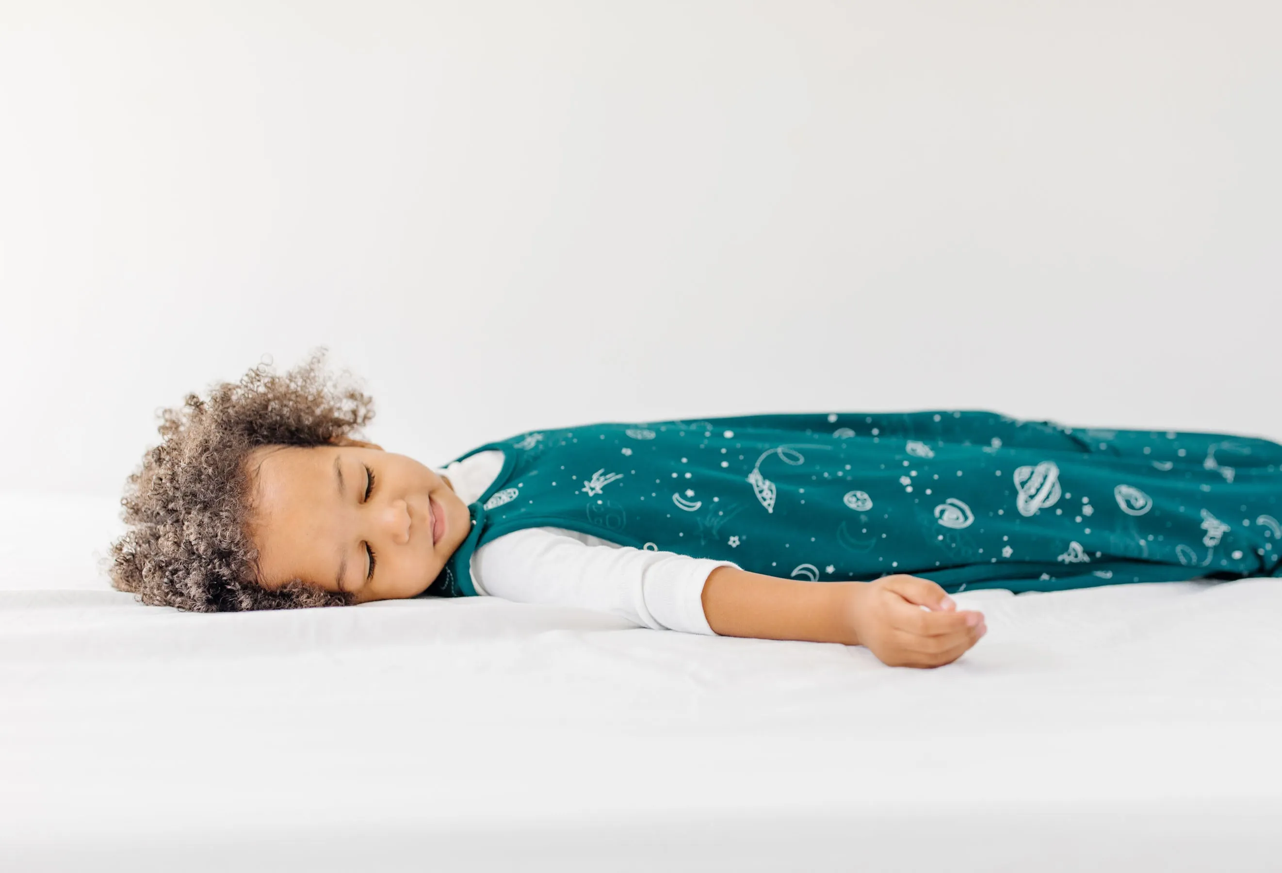 4 Season Ultimate Toddler Sleep Bag, Merino Wool & Organic Cotton, 2 - 4 Years, Space - GLOW IN THE DARK