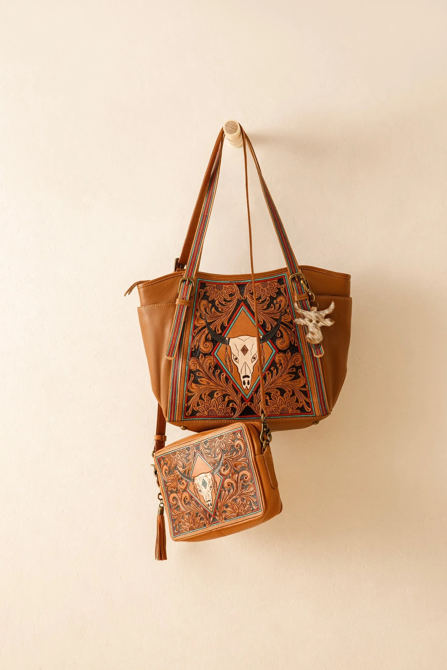 Age of the Steer Small Hand-Tooled Bag