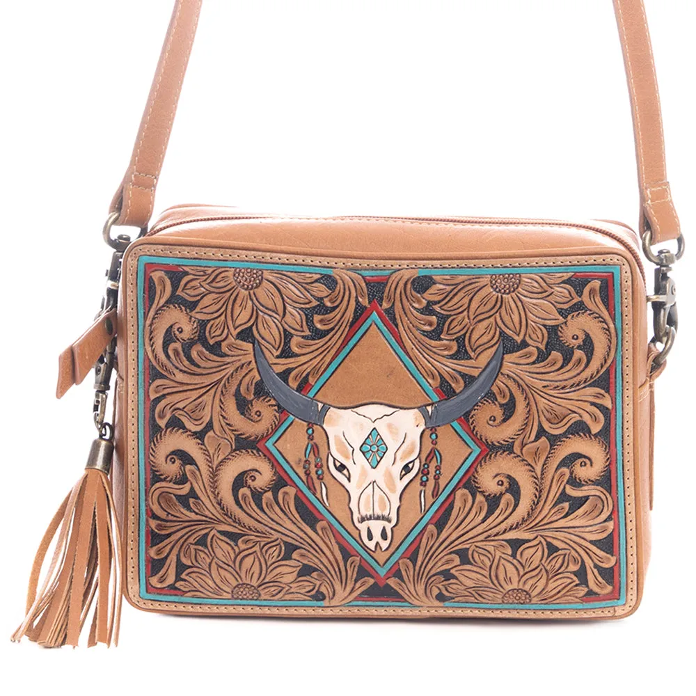 Age of the Steer Small Hand-Tooled Bag