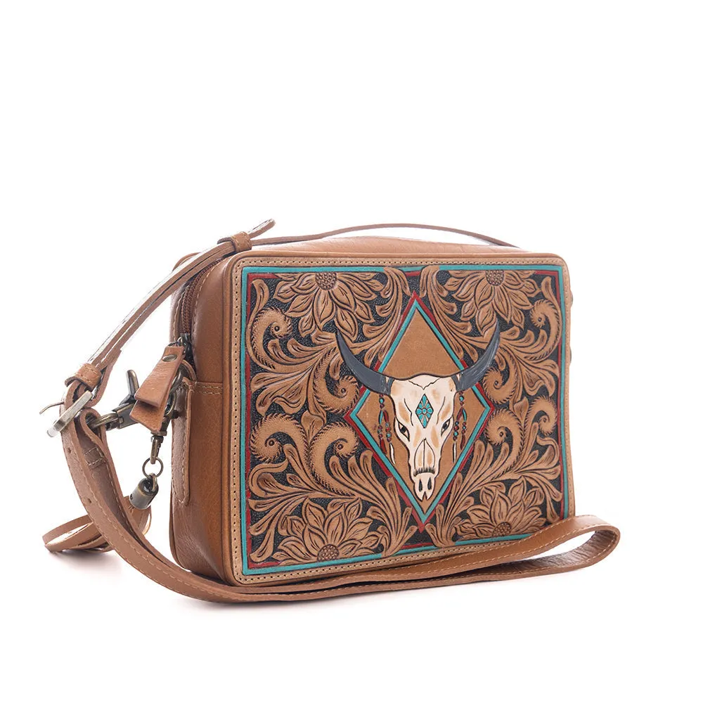 Age of the Steer Small Hand-Tooled Bag