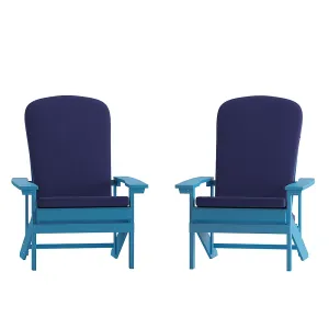 Alamont Home - Charlestown Indoor/Outdoor Adirondack Chairs with Cushions - Set of 2 - Blue