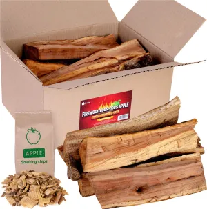 Apple Firewood 13-15 Lbs - Natural Wood Chips, For Stove, Fire Pit - Split