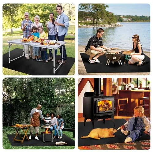 BAKEWAY Under Grill Mats for Outdoor Tabletop Grill - 24 X 31 inch Fireproof-Grill Mats Easy to Clean Reusable Grill Mat, Heat Resistant Grill Table Mat, Fireproof, Waterproof, Oil Proof BBQ Mat