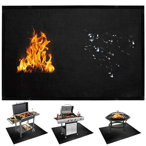 BAKEWAY Under Grill Mats for Outdoor Tabletop Grill - 24 X 31 inch Fireproof-Grill Mats Easy to Clean Reusable Grill Mat, Heat Resistant Grill Table Mat, Fireproof, Waterproof, Oil Proof BBQ Mat