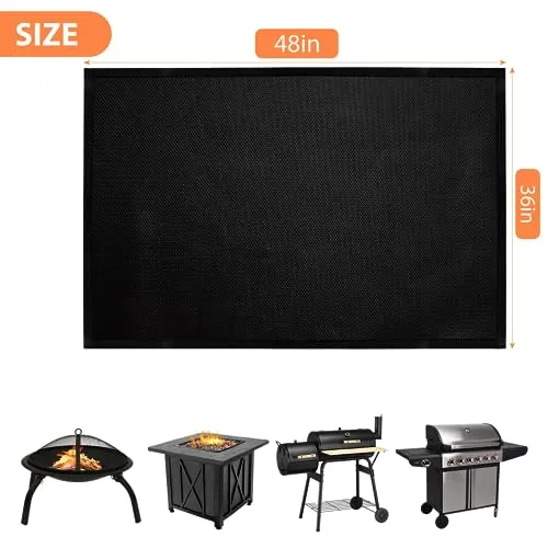 BAKEWAY Under Grill Mats for Outdoor Tabletop Grill - 24 X 31 inch Fireproof-Grill Mats Easy to Clean Reusable Grill Mat, Heat Resistant Grill Table Mat, Fireproof, Waterproof, Oil Proof BBQ Mat