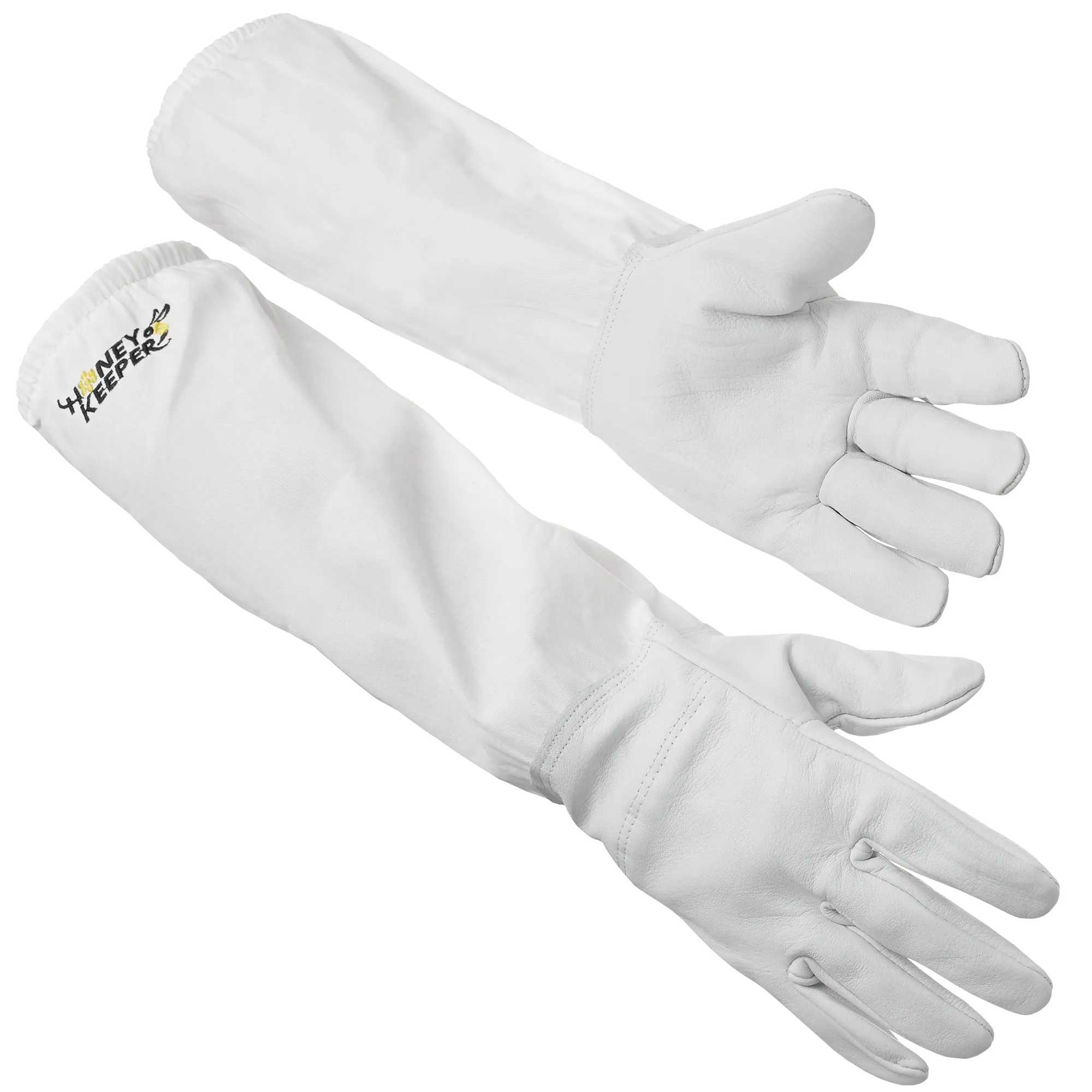 Beekeeping Gloves Goatskin Leather and Canvas Sleeves, Elastic Cuffs