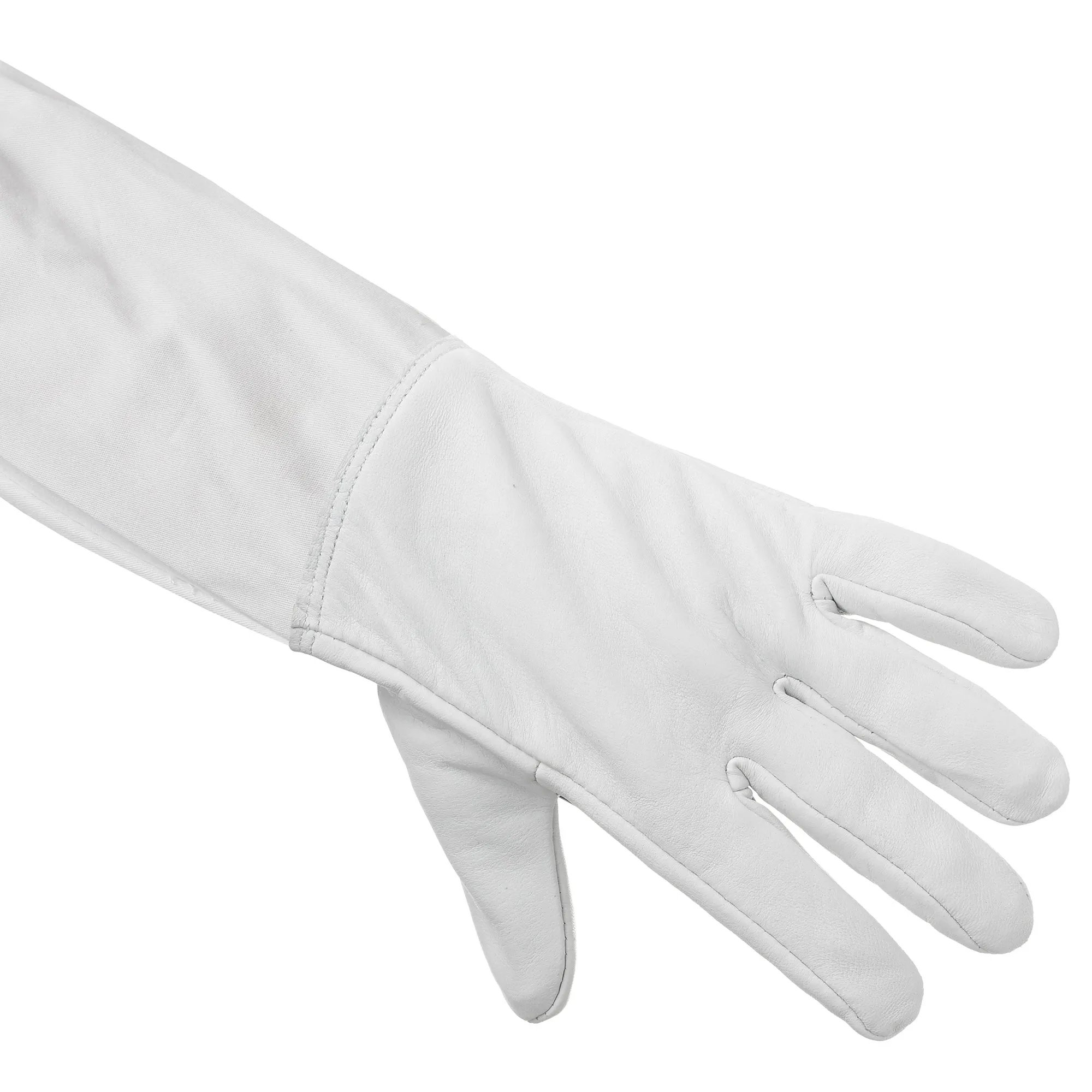 Beekeeping Gloves Goatskin Leather and Canvas Sleeves, Elastic Cuffs