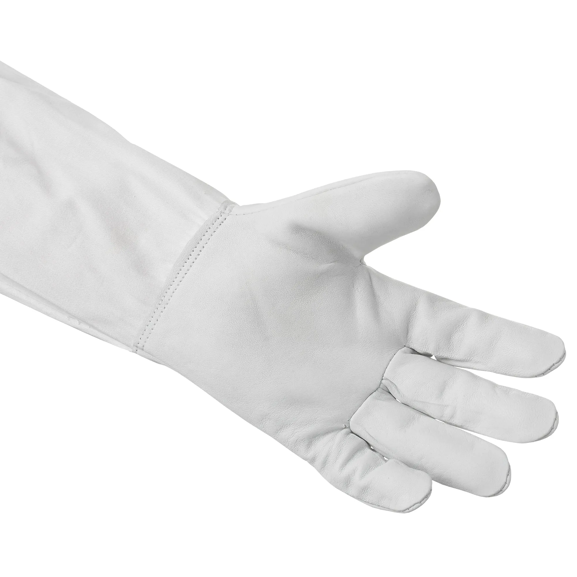 Beekeeping Gloves Goatskin Leather and Canvas Sleeves, Elastic Cuffs