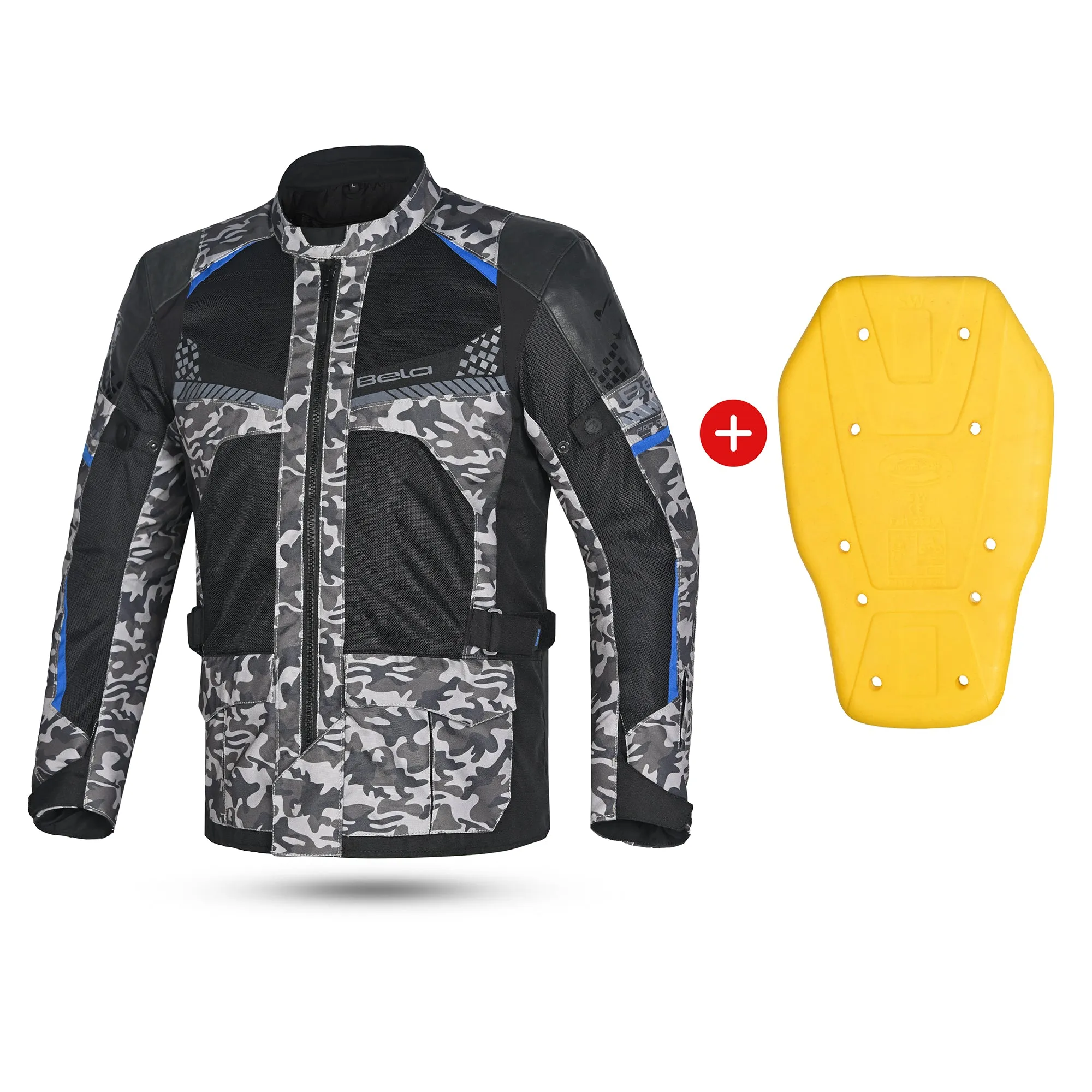 BELA Onsaker Motorcycle Textile Jacket - Camo Blue Black