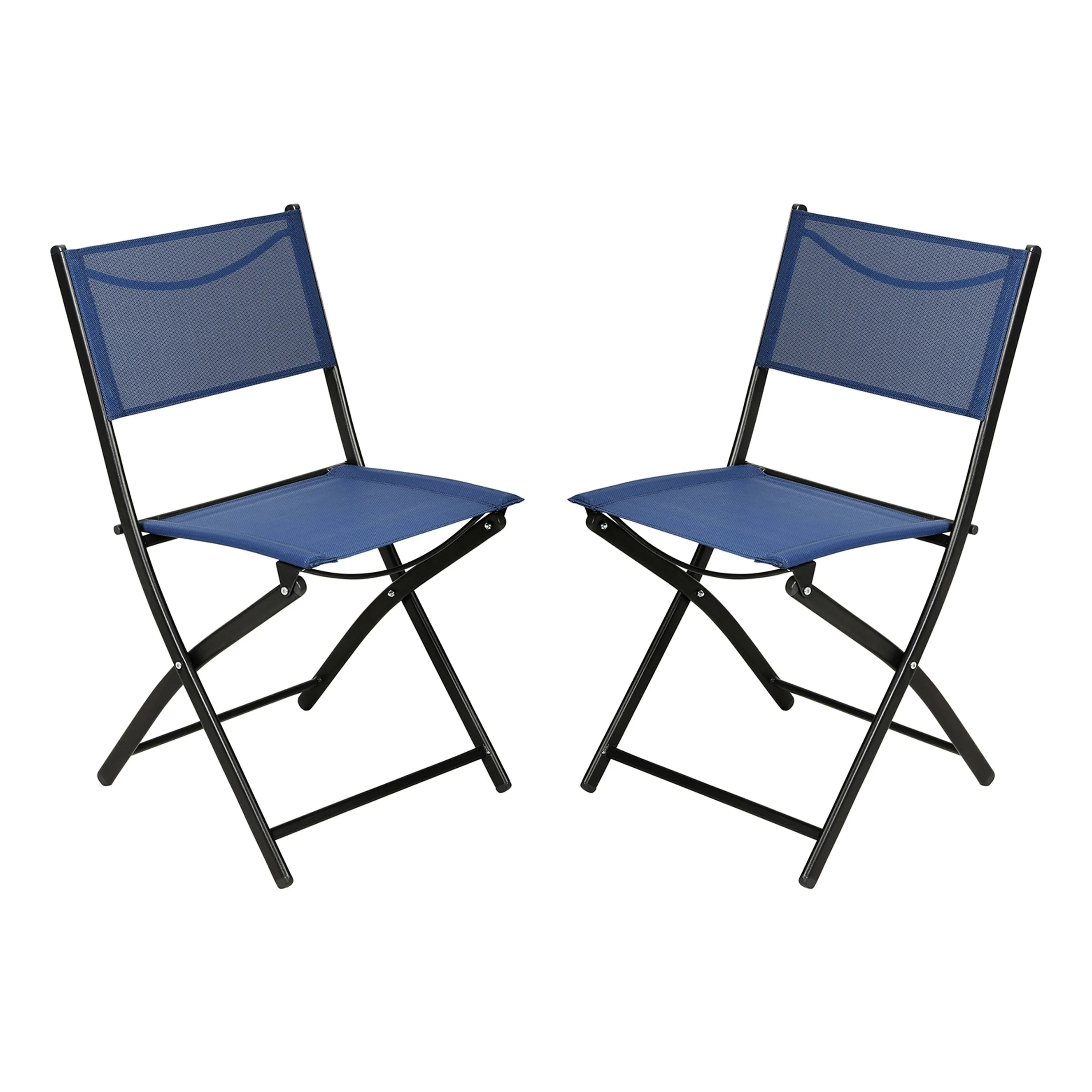 Brazos Set of 2 Commercial Grade Indoor/Outdoor Folding Chairs with Flex Comfort Material Backs and Seats and Metal Frames