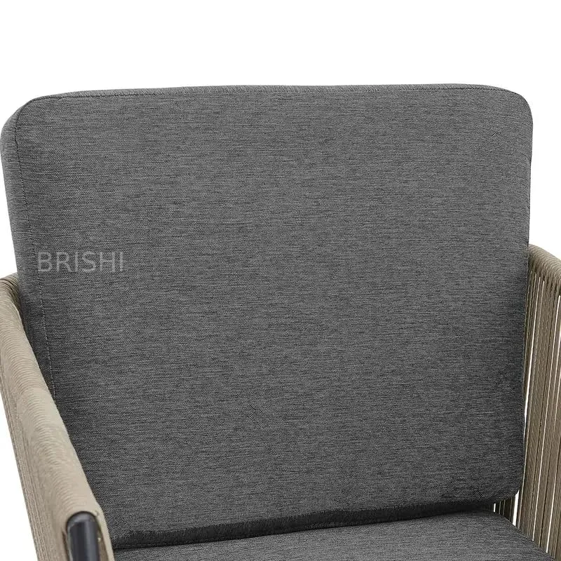 BRISHI Garden Patio Seating Chair and Table Set Outdoor Balcony Garden Coffee Table Set Furniture with 1 Table and 2 Chairs Set Braid & Rope (Grey)