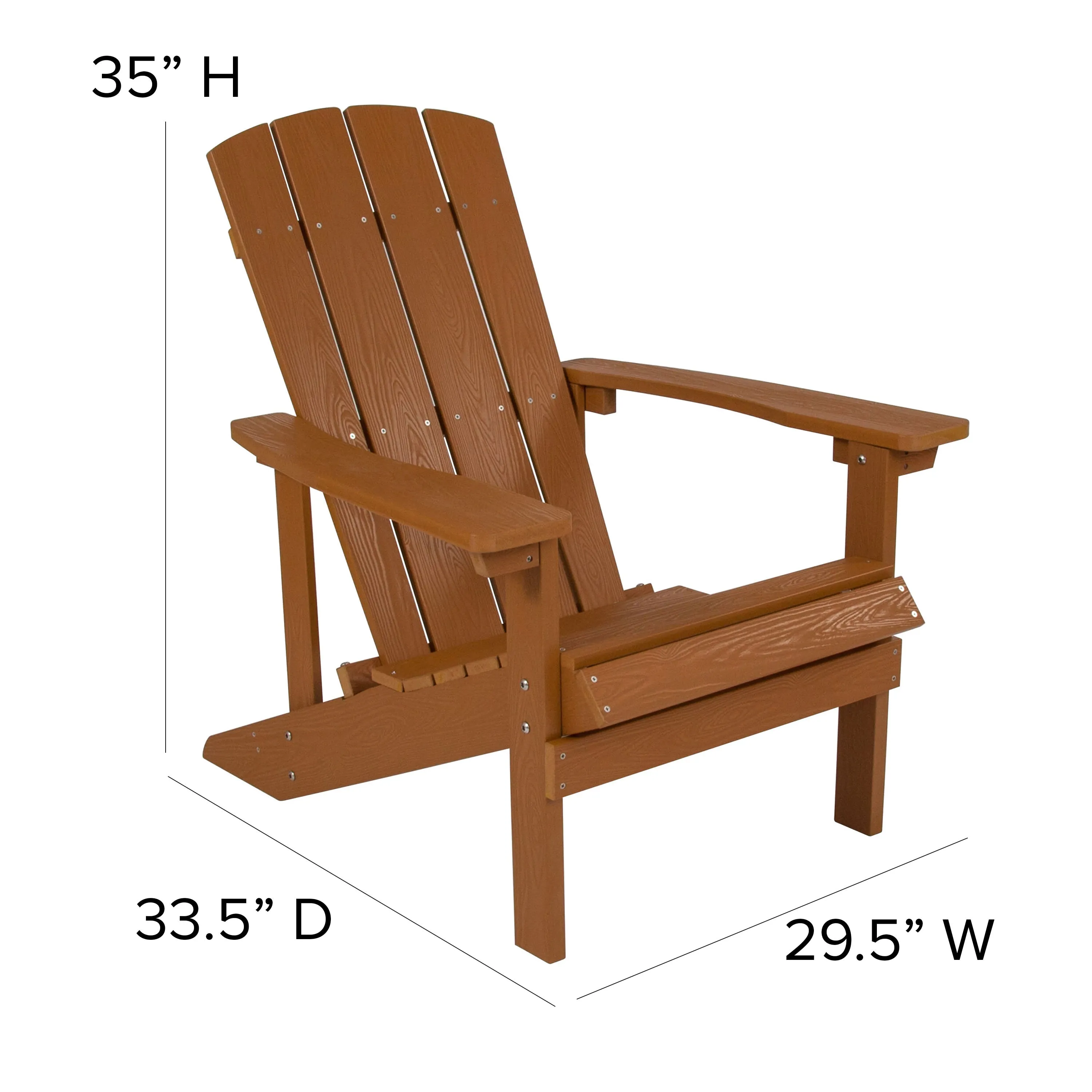 Charlestown Set of 2 All-Weather Poly Resin Wood Adirondack Chairs with Cushions for Deck, Porch, and Patio