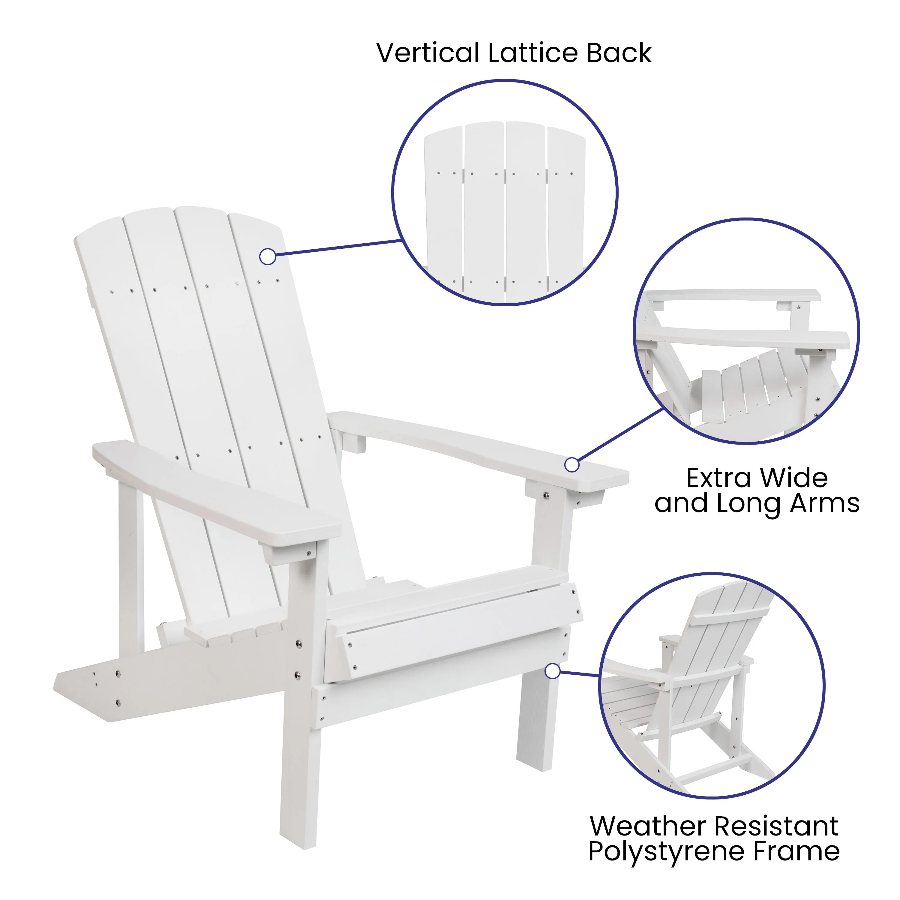 Charlestown Set of 2 All-Weather Poly Resin Wood Adirondack Chairs with Cushions for Deck, Porch, and Patio