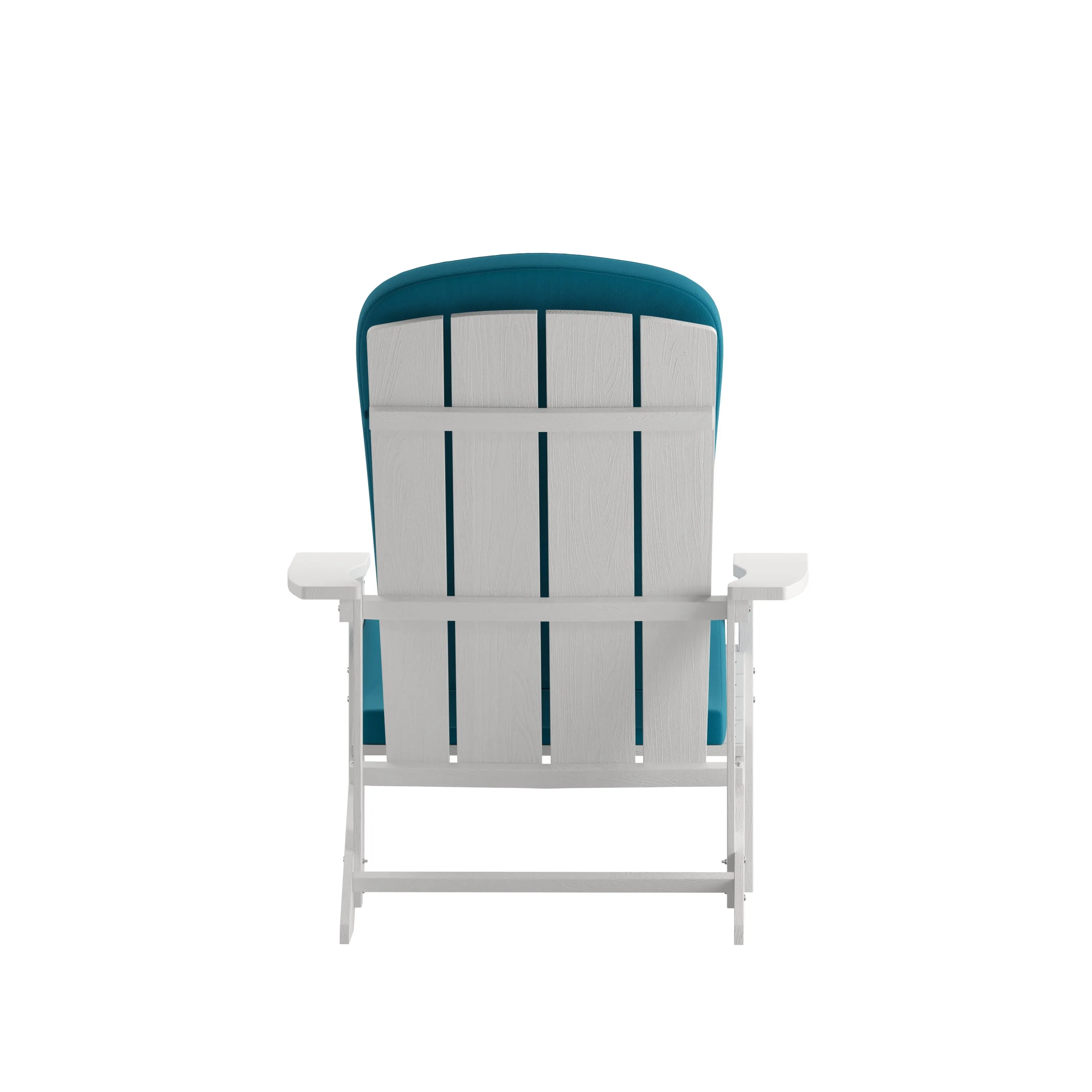 Charlestown Set of 2 All-Weather Poly Resin Wood Adirondack Chairs with Cushions for Deck, Porch, and Patio