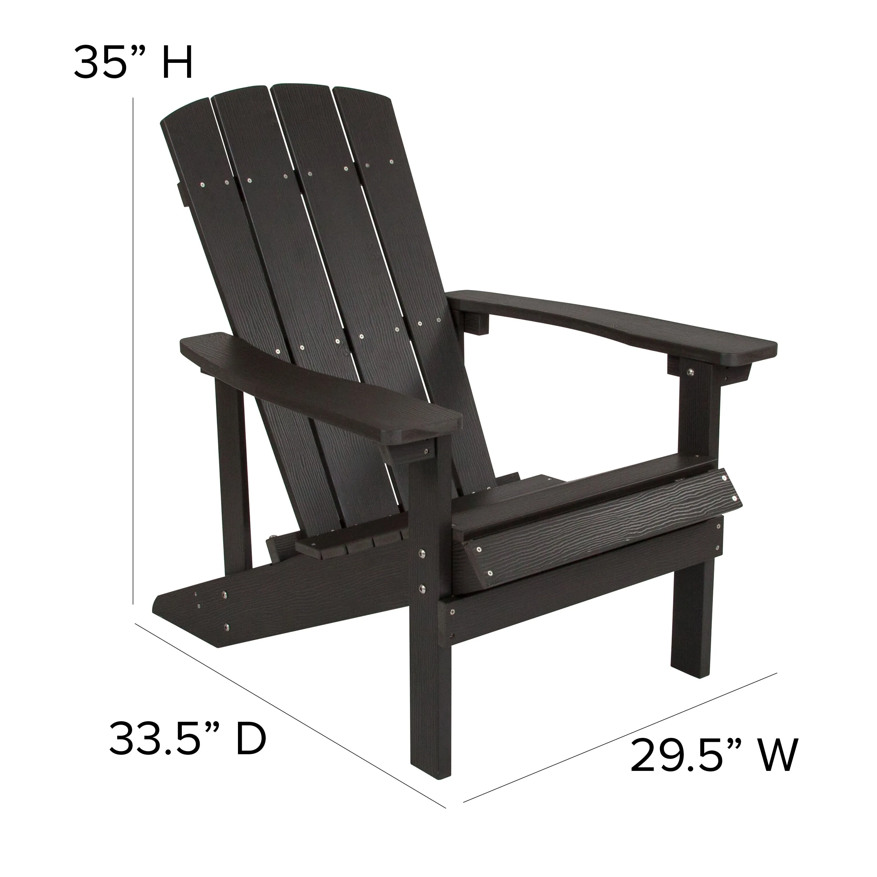 Charlestown Set of 2 All-Weather Poly Resin Wood Adirondack Chairs with Cushions for Deck, Porch, and Patio