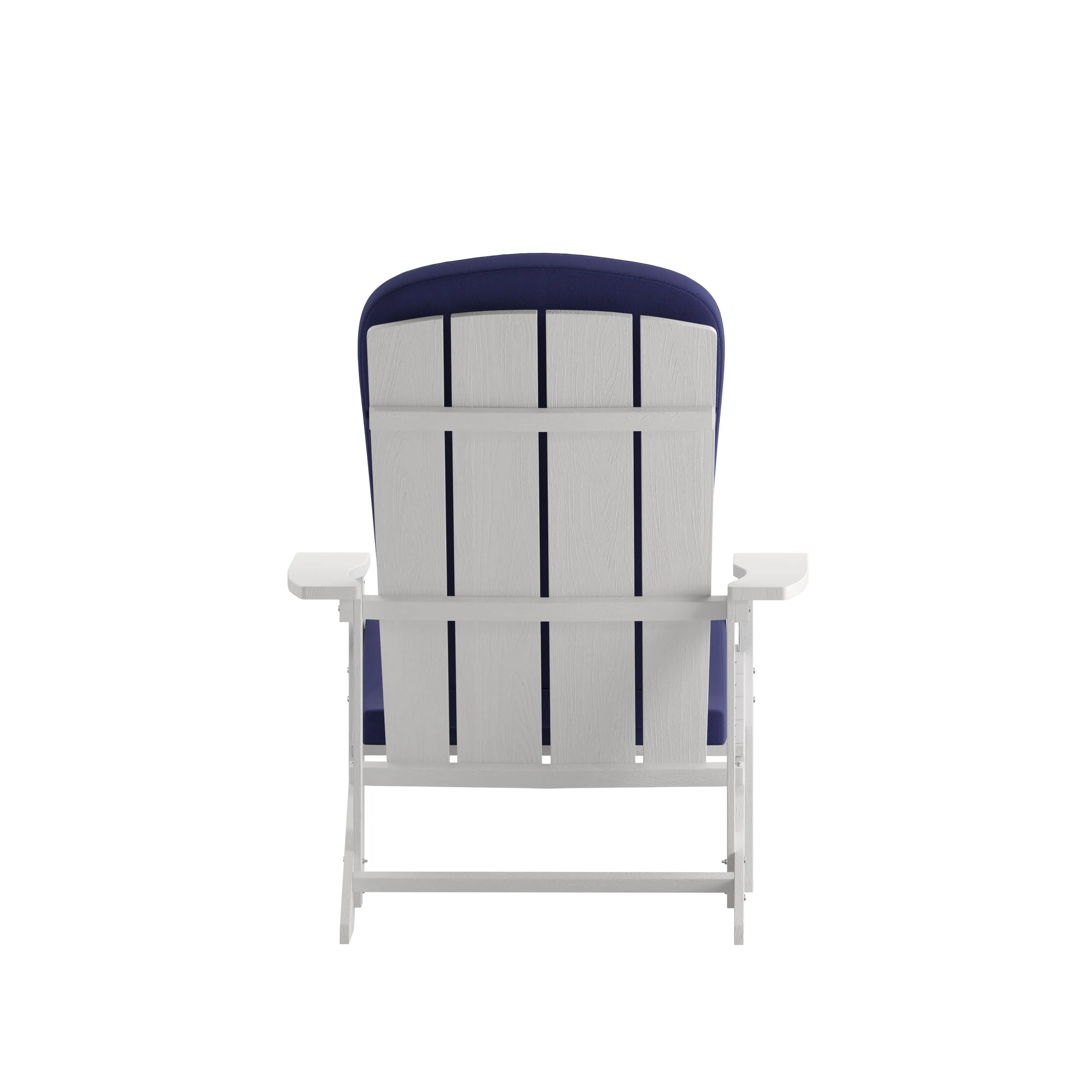 Charlestown Set of 2 All-Weather Poly Resin Wood Adirondack Chairs with Cushions for Deck, Porch, and Patio