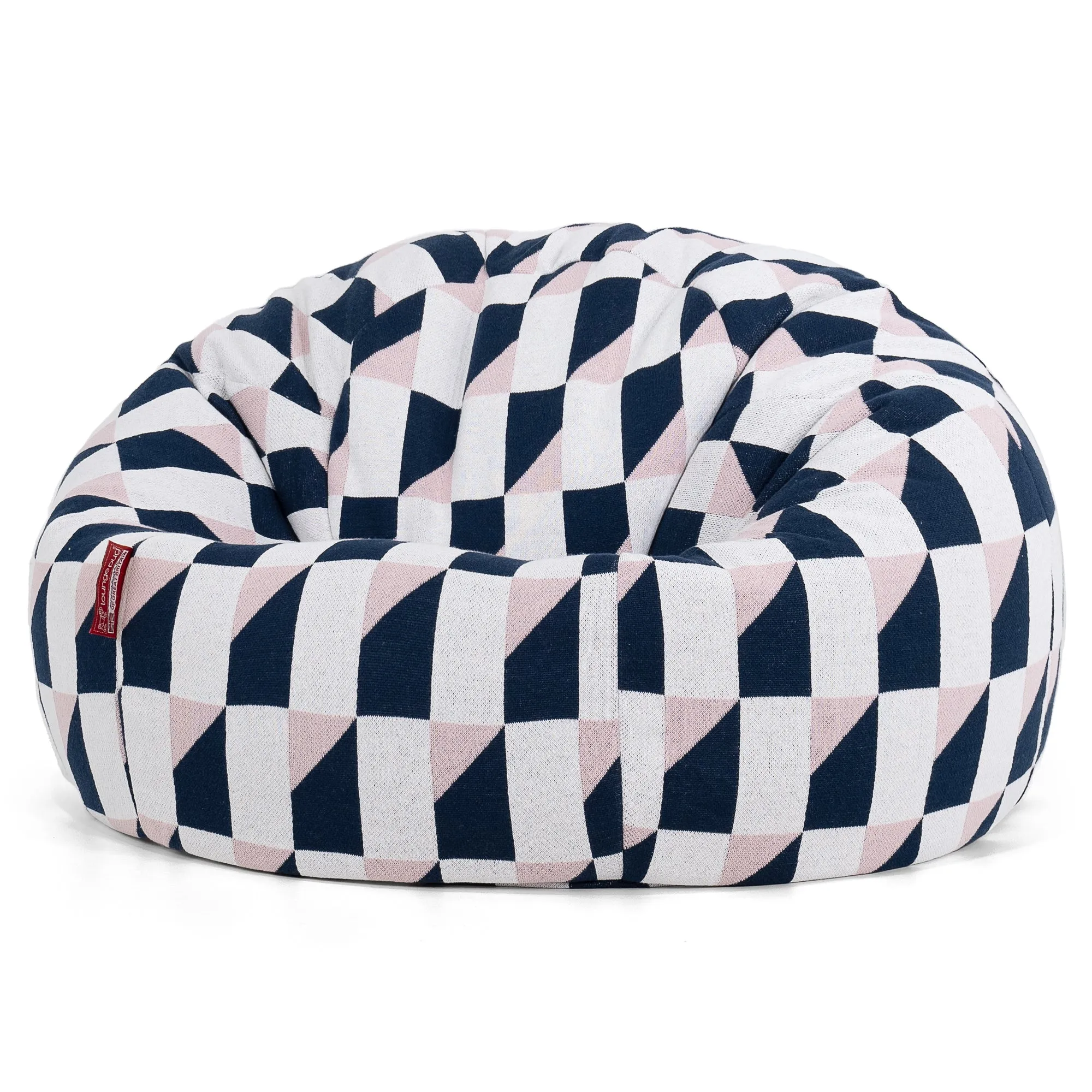 Classic Bean Bag Chair - Knitted Geometric Blue