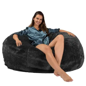 CloudSac 1010 XXL Giant Memory Foam Bean Bag Sofa - Faux Fur Sheepskin Black