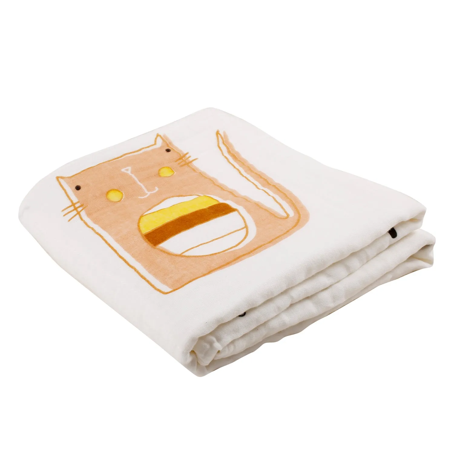 Colourful Cats White Medium Muslin Blanket