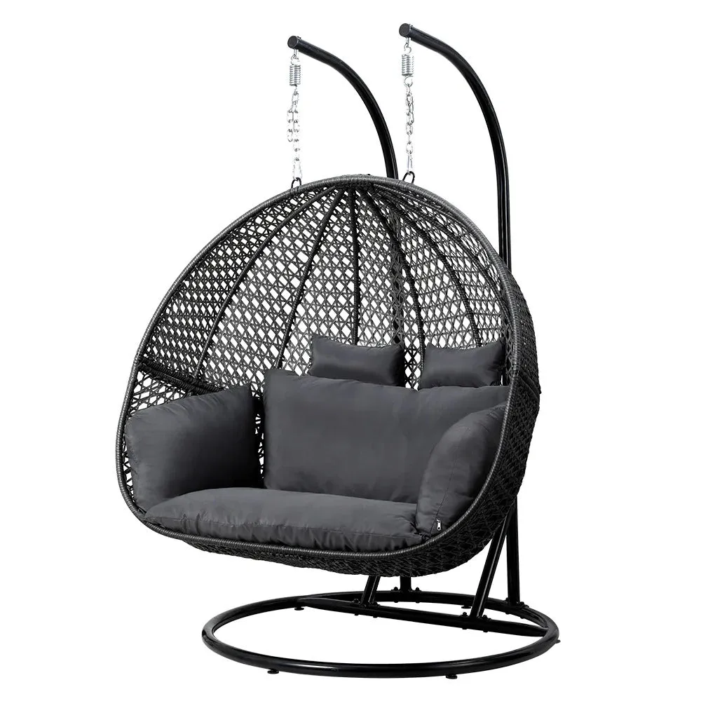 Dreobe Double Seater Outdoor Egg Swing Chair - Dark Grey