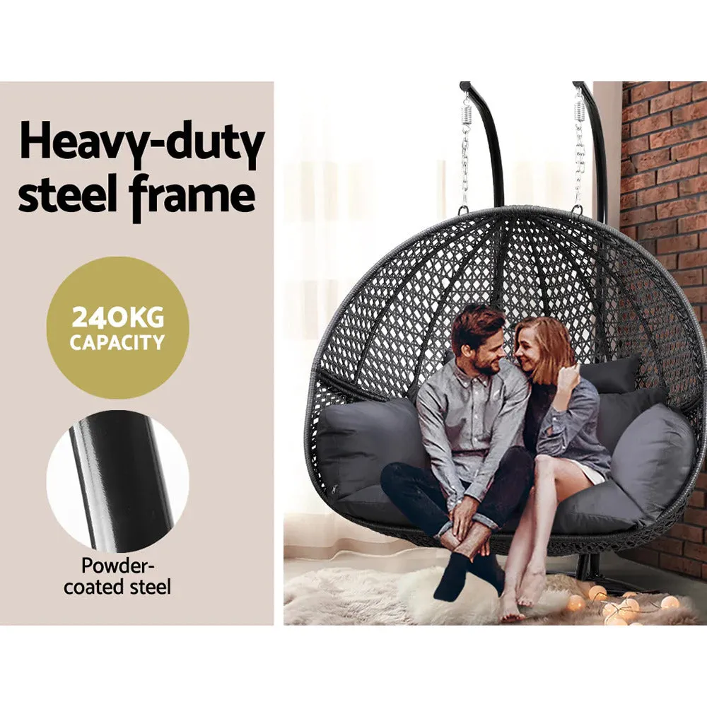 Dreobe Double Seater Outdoor Egg Swing Chair - Dark Grey