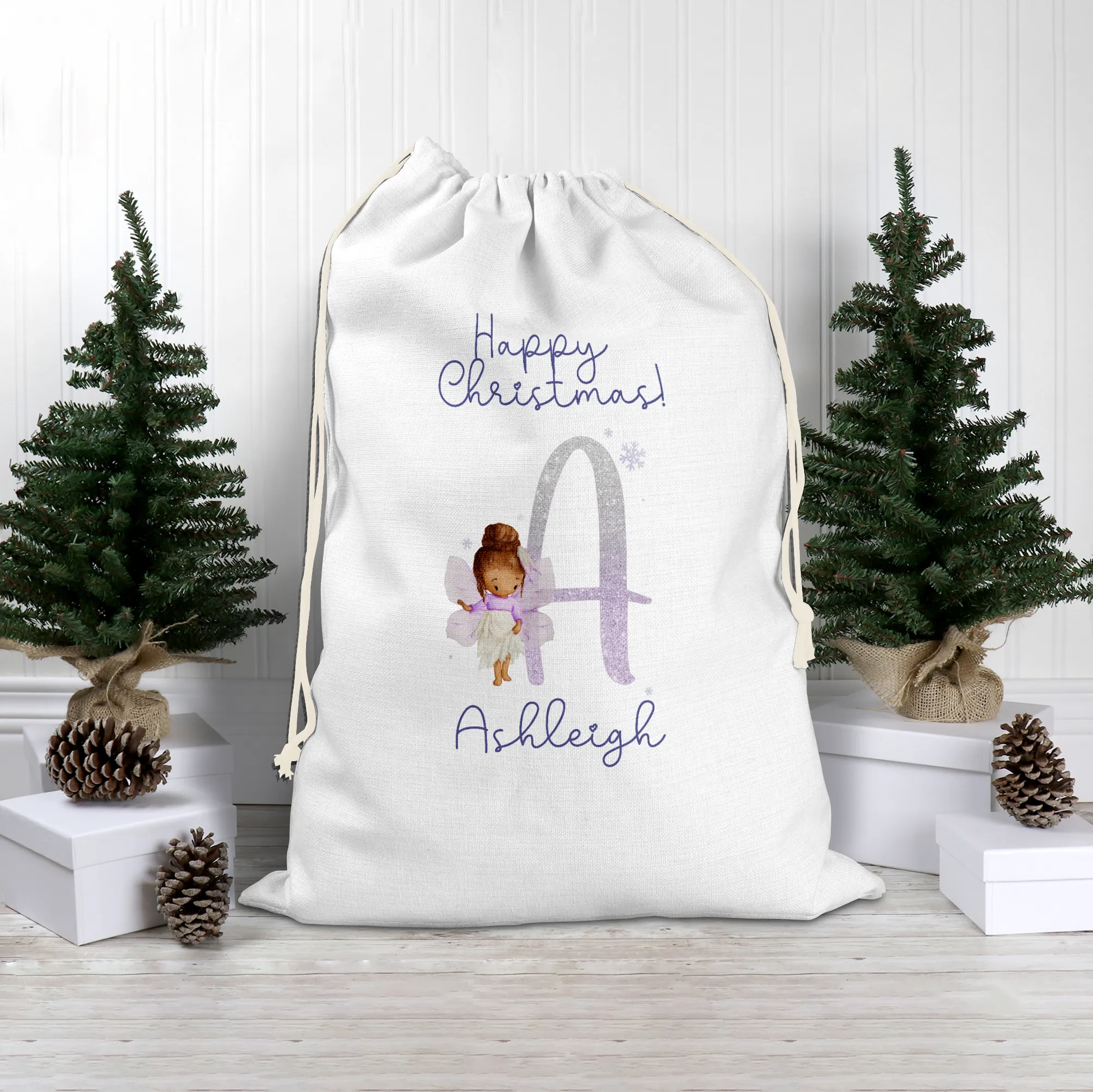 Fairy Lilac Glitter Personalised Christmas Santa Sack