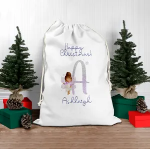 Fairy Lilac Glitter Personalised Christmas Santa Sack