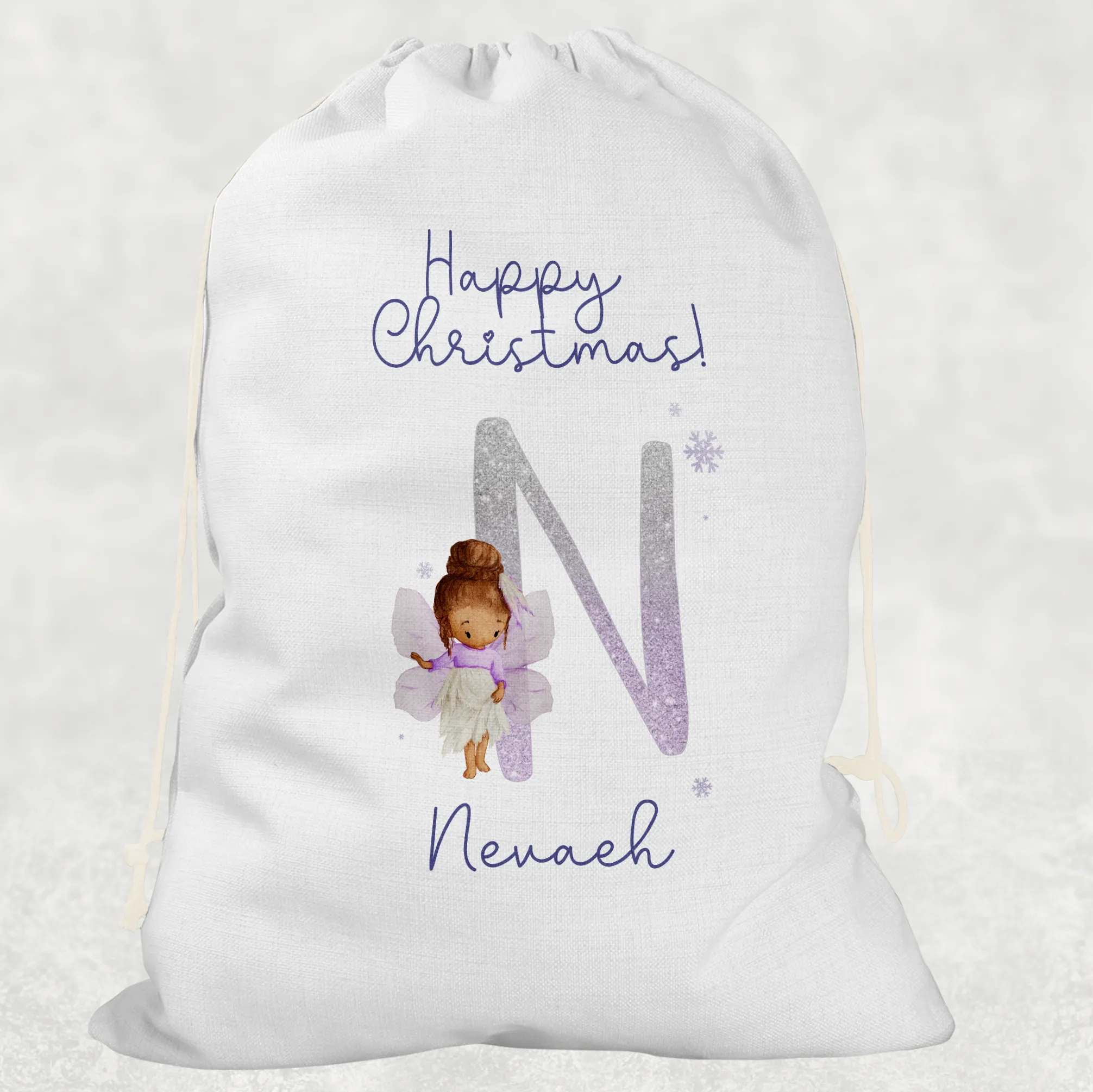 Fairy Lilac Glitter Personalised Christmas Santa Sack