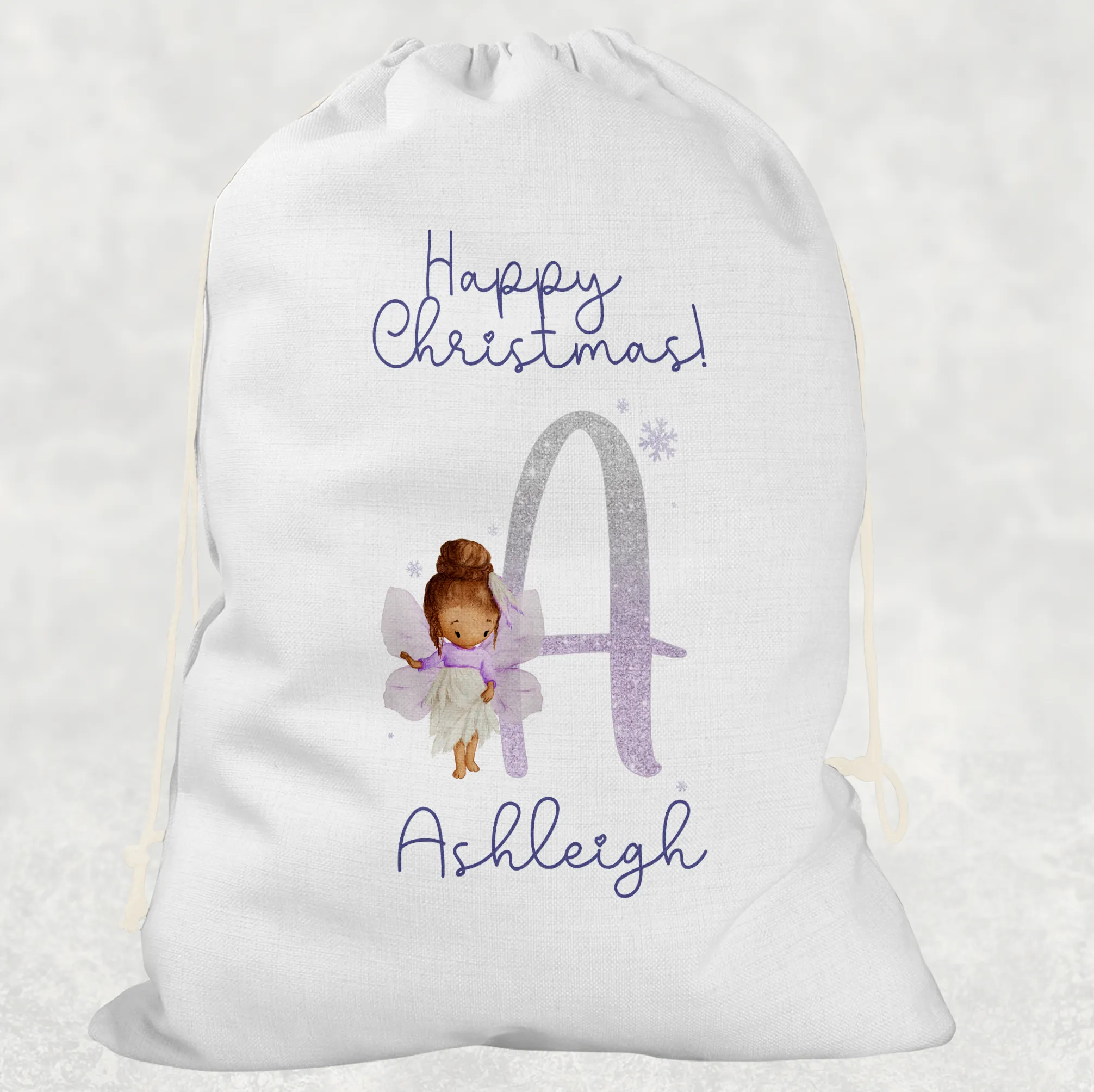 Fairy Lilac Glitter Personalised Christmas Santa Sack