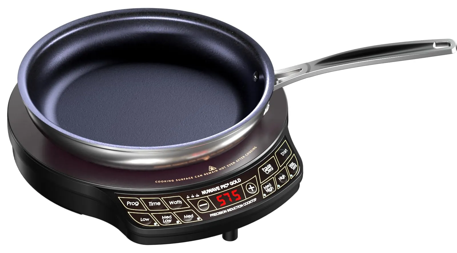 Gold Precision Induction Cooktop, Portable, Powerful Large 8” Heating Coil, 12” Shatter-Proof