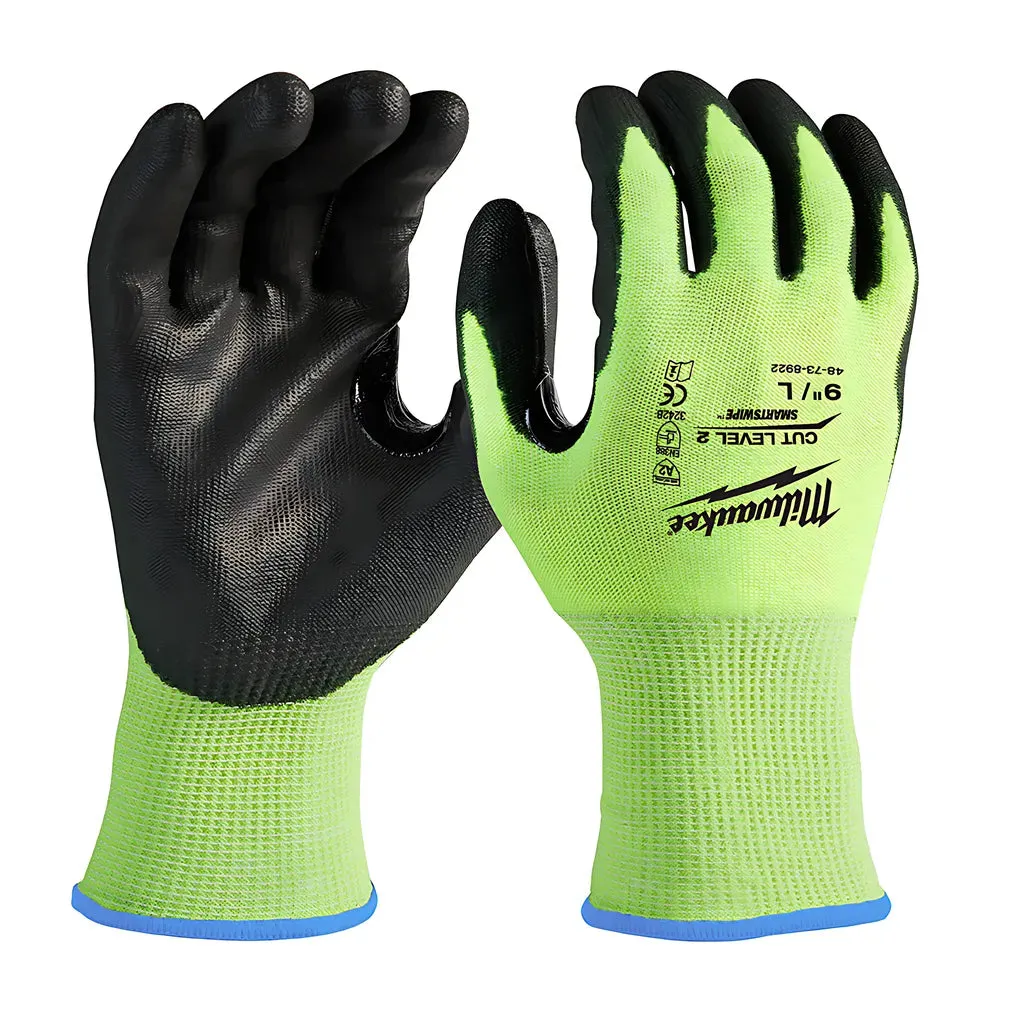 High Visibility Cut Level 2 Polyurethane Dipped Gloves - L