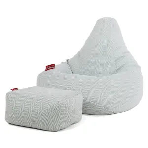 Highback Bean Bag Chair - Knitted Herringbone Duck Egg