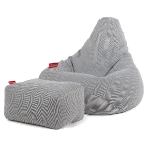 Highback Bean Bag Chair - Knitted Herringbone Grey