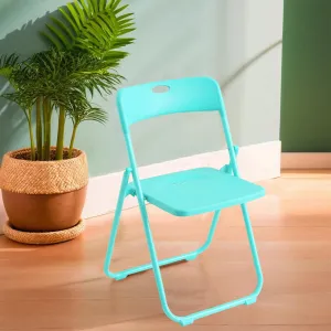 Homestic Folding Chair for Home | Iron Frame & PP Plastic Seat | Lightweight, Portable, Balcony, Garden, Camping Chair | Anti Slip Legs | Indoor Outdoor Chair | Lake Blue | 44 * 42 * 75cm