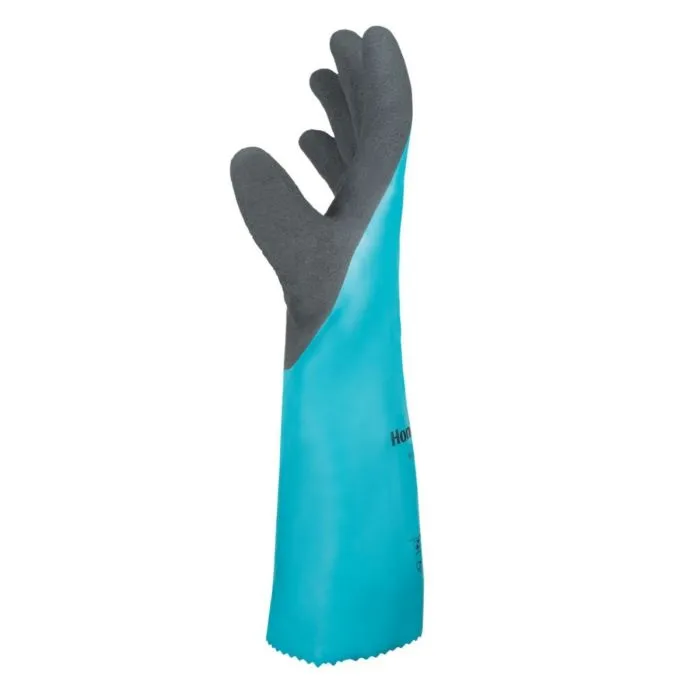 Honeywell Flextril 211 33-3150E/8M Microfoam Nitrile Cut Resistant Chemical Gloves, Angel Blue, Size 8 - Medium, Pack of 12