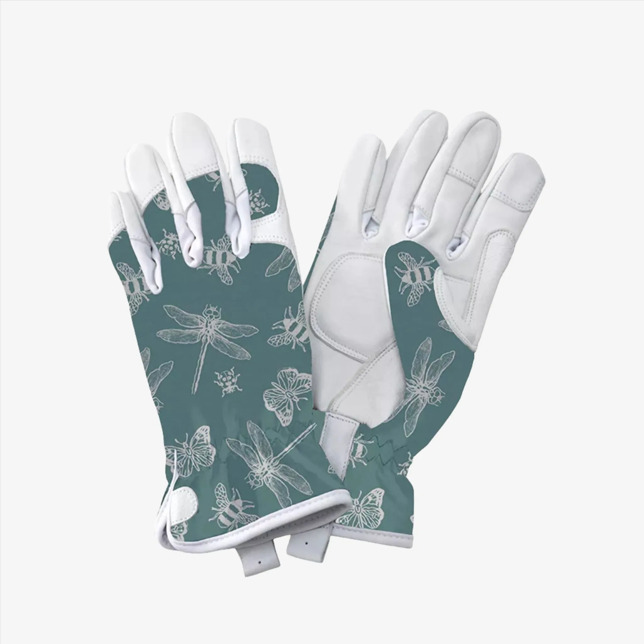 Kent & Stowe Teal Flutter Bugs Premium Leather Gloves