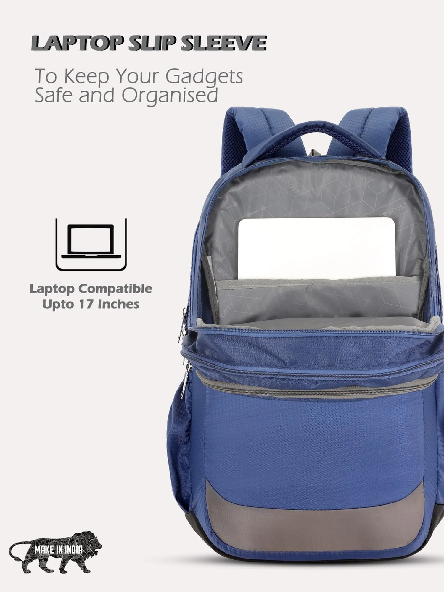 Lavie Sport Graphene DM 34L Laptop Backpack For Men & Women Navy