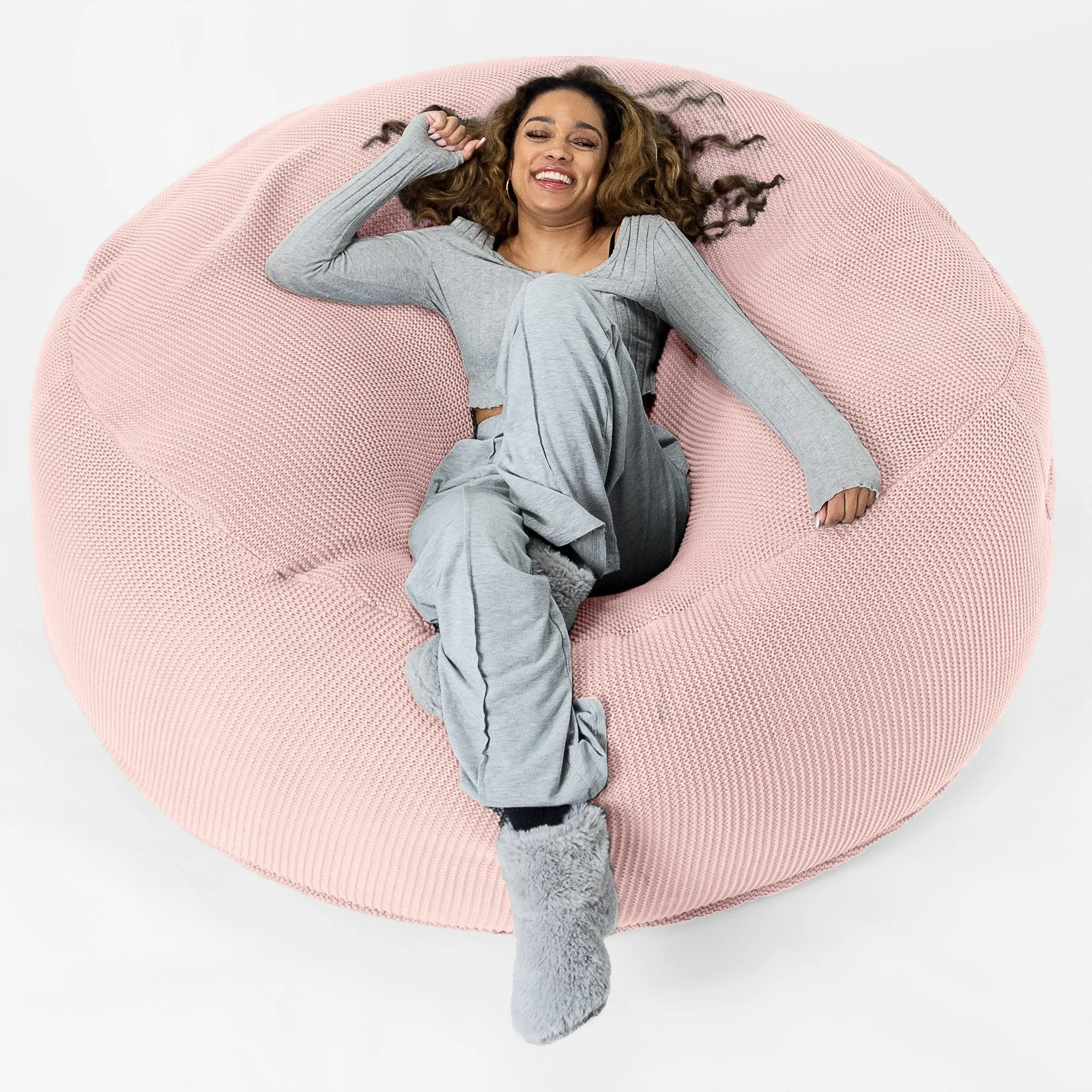 Mega Mammoth Bean Bag - Ellos Knitted Baby Pink